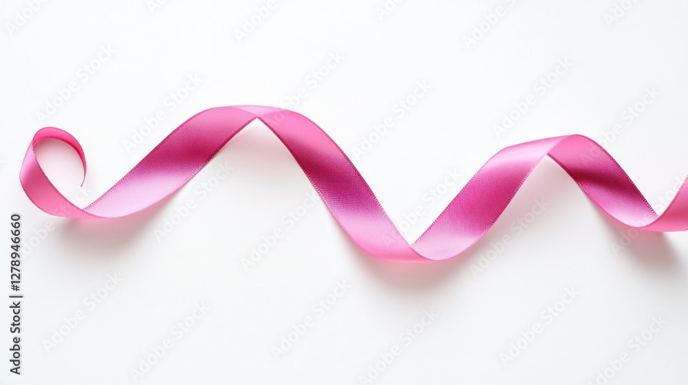 Aufkleber A minimalistic pink ribbon vector with sharp edges, isolated on white. 