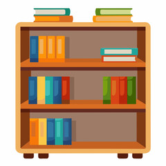 Minimalist Bookshelf Vector Illustration on White Background