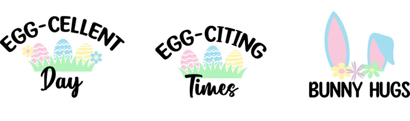 Easter egg design text lettering isolated background.