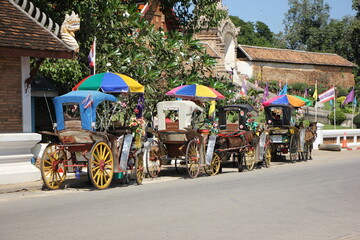Horse carriage at Wat Phrathat Lampang Luang, Lampang Thailand