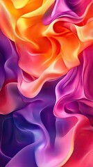 Obraz premium A colorful, abstract painting of a flower with a purple stem and orange petals