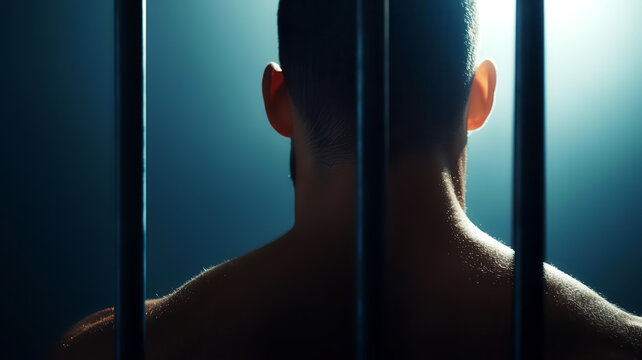 Prison cell door closing with a criminal behind bars, symbolizing the outcome of a legal life imprisonment sentence