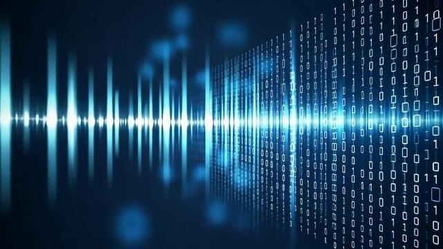 Visual representation of digital data flow in a futuristic environment during a technology-focused event