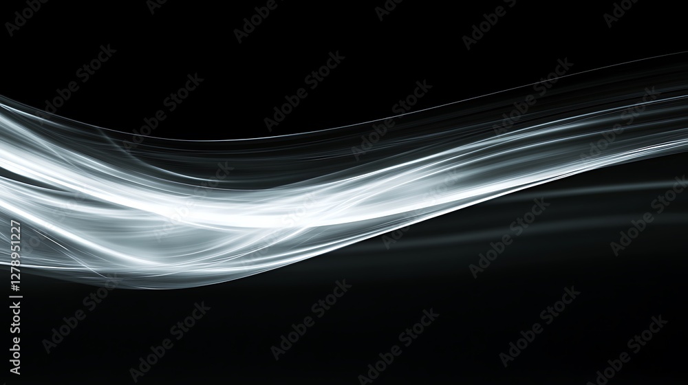 Poster abstract white swirling lines creating movement on black background