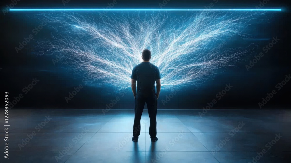 Poster silhouette of a human figure standing in front of a digital skill tree, symbolizing the journey of p