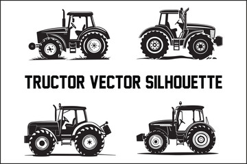 Tractor Silhouette Bundle &ndash; High-Quality Vector Illustrations for Farming Designs.