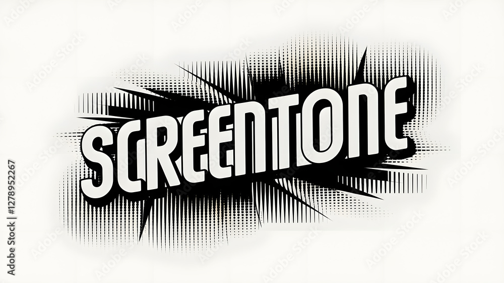 Poster screentone text design: a dynamic and striking screentone text graphic against a textured backdrop, 