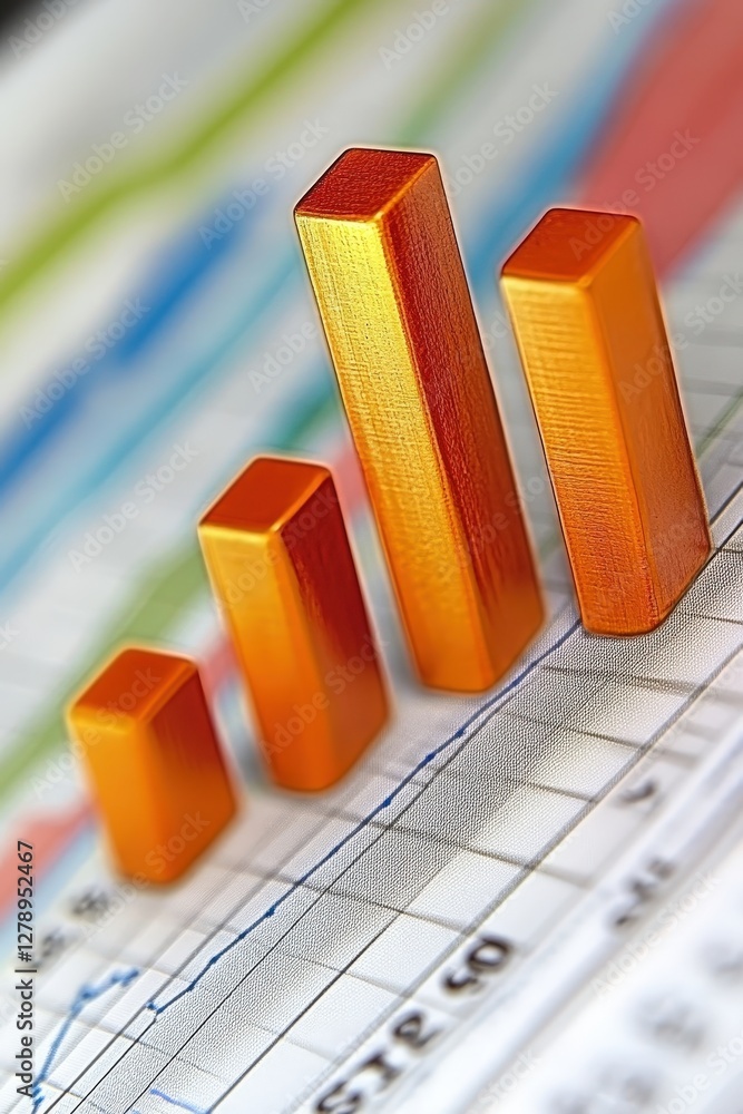 Aufkleber a close-up of bar charts and graphs showing revenue growth in a printed report