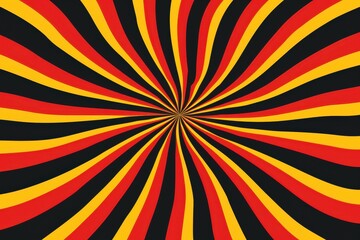 A colorful spiral with black, red, and yellow stripes