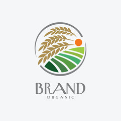 Paddy ricefield irrigation logo Design Agriculture Organic Plant