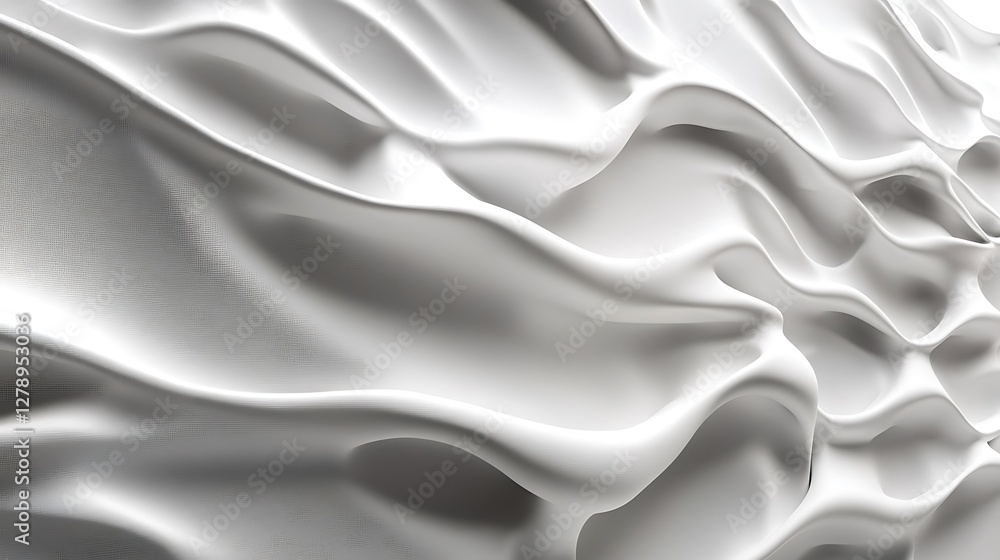 Poster the smooth white fabric appears folded in an abstract flowing pattern