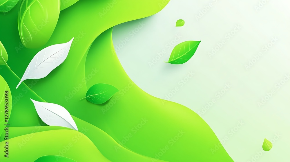 Poster abstract background featuring overlapping green leaves in a vibrant display