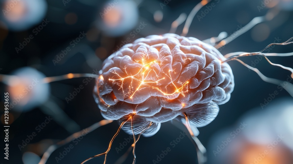 Poster this mind map of glowing neural connections represents the dynamic and interconnected nature of crea