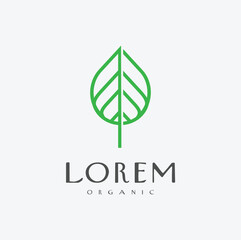 Abstract Leaf Logo Design Vector Template Linear Style