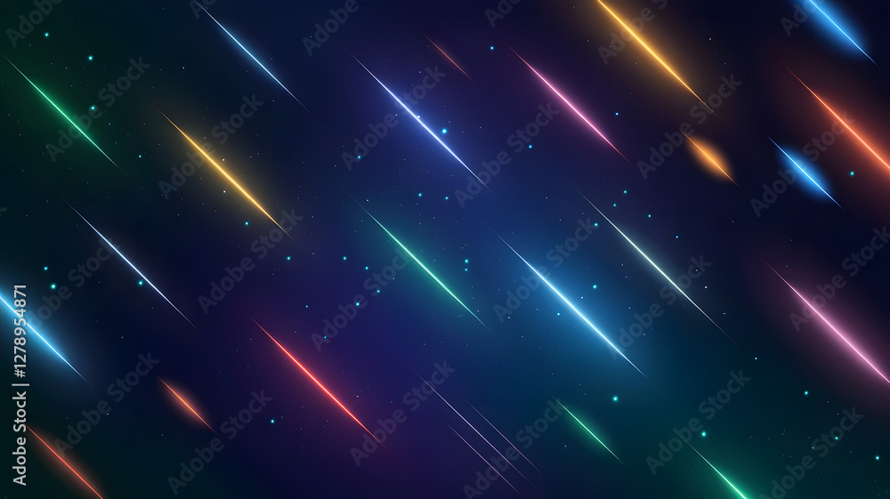 Poster illuminated galaxy: a vibrant illustration showcasing a dynamic array of neon lines cutting through 