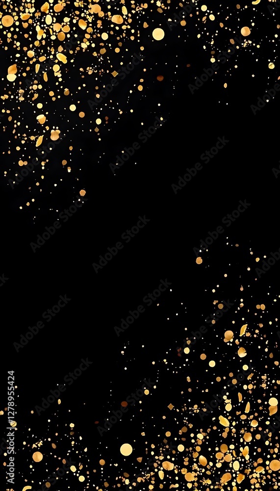Aufkleber generative ai image of sparkling gold glitter on a black background, creating a luxurious and festiv
