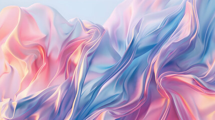 Fototapeta premium Elegant flowing fabric in pastel colors creating a soft, dreamy background
