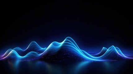 Stunning Digital Abstract Representation of Waves with Ethereal Glow and Deep Space Background