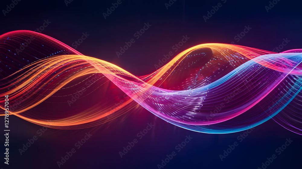 Poster vibrant sound waves: a dynamic visual representation of sound waves pulsating with energy, with inte