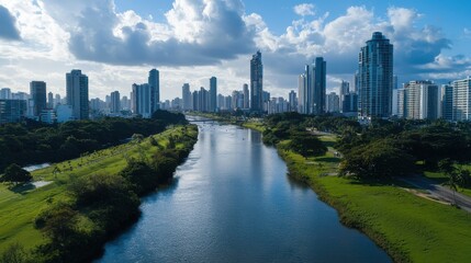A city with a river running through it