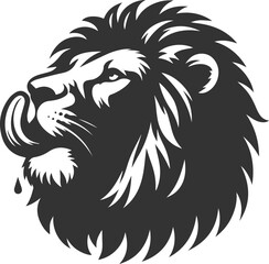 A lion licking its lips in hunger vector animal silhouette