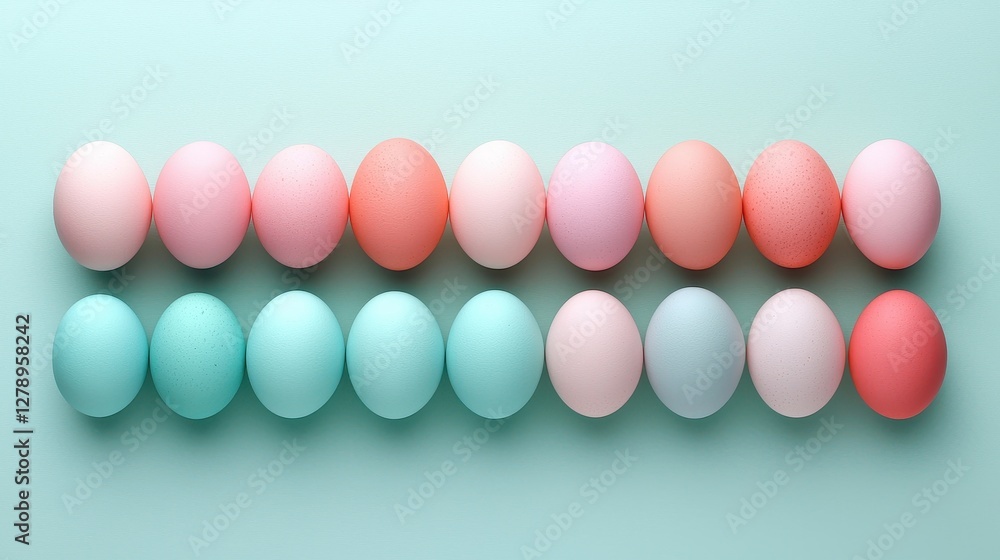 Canvas Prints modern minimalist display of vibrant easter eggs in soft colors