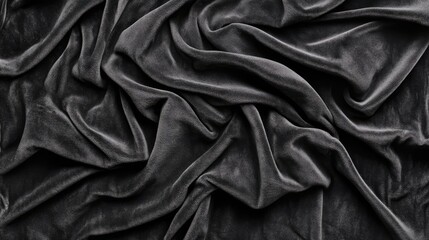 Obraz premium Elegant Black Velvet Fabric Background with Wrinkles and Drapes