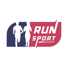 Man and Woman Running Logo Design Sport Vector 