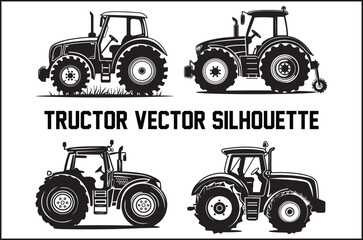 Tractor Silhouette Bundle &ndash; High-Quality Vector Illustrations for Farming Designs.
