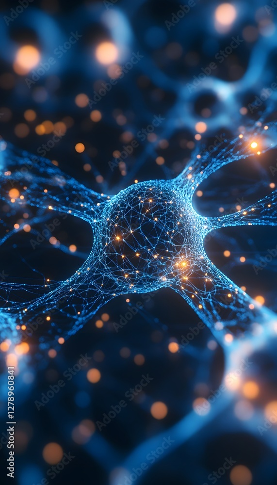 Poster neural network illustration showing connections and complex relationships