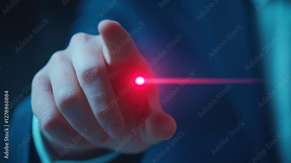 Aufkleber business leader using laser pointer to emphasize point during presentation