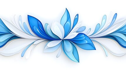 Abstract Blue and White Floral Design Elegant Swirling Paper Art Background Illustration