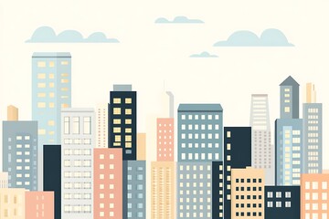 Fototapeta premium Flat Design Skyline of a Modern City