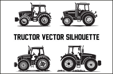 Tractor Silhouette Bundle &ndash; High-Quality Vector Illustrations for Farming Designs.