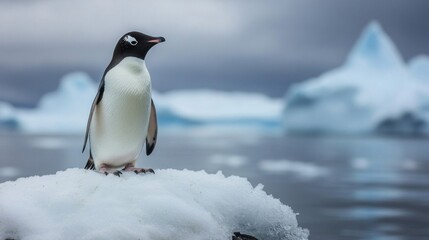 Obraz premium Chinstrap Penguin on Iceberg in Antarctica