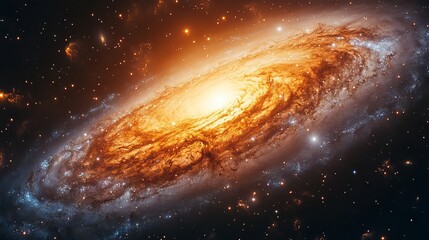 Obraz premium Majestic spiral galaxy in deep space with bright core and swirling arms.