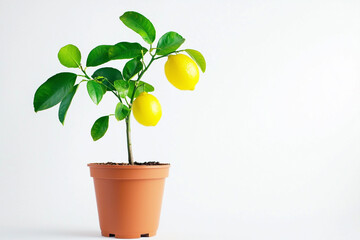 lemon fruit plant in pot. Generative AI