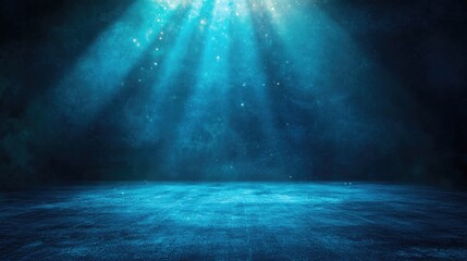 Fototapeta premium Abstract dark room wall space background. Product wall with sunlight, Empty space studio dark room with spot lighting in black background. Use as montage for product display.