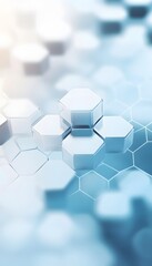 Clean white and blue toned hexagonal pattern arrangement scene