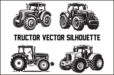 Tractor Silhouette Bundle &ndash; High-Quality Vector Illustrations for Farming Designs.