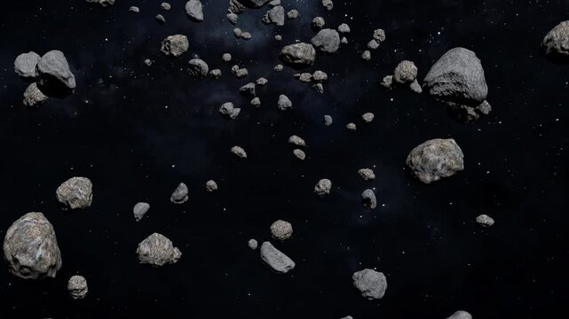 Asteroid Belt Flight Over 
Torus-shaped region of space between the orbits of Mars and Jupiter where most of the asteroids in our Solar System are found orbiting the Sun.