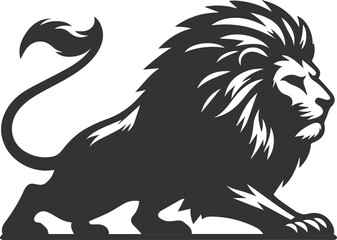 A lion crouched, ready to hunt animal silhouette vector