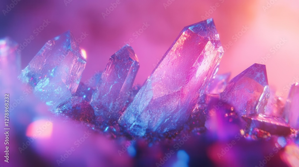 Aufkleber ethereal iridescent crystal formations with prismatic light reflections creating dynamic abstract pa