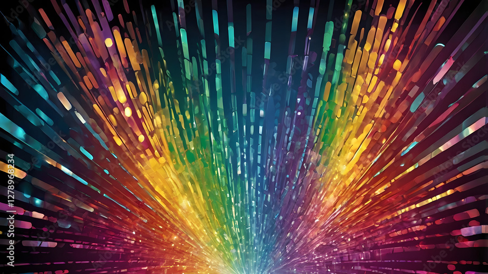 Poster explosive spectrum: a dazzling burst of vibrant colors explodes outwards, creating a dynamic and ene
