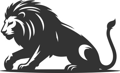 A lion crouched, ready to hunt animal silhouette vector