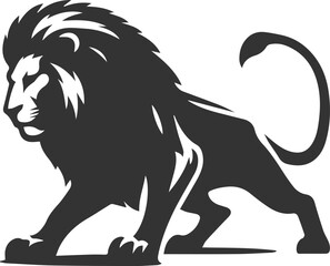 A lion crouched, ready to hunt animal silhouette vector