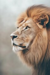 Naklejka premium Ethereal Wildlife Portrait Abstract Lion in Dreamy Pastel Tones with Flowing Mane Perfect for Modern Home Decor and Contemporary Art Galleries