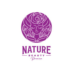 Fototapeta premium Circle Floral Beauty Women Logo Design Vector