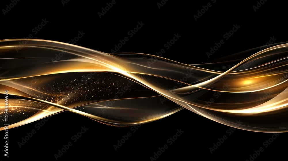 Poster A single golden ribbon vector with smooth curves, creating an elegant look. 
