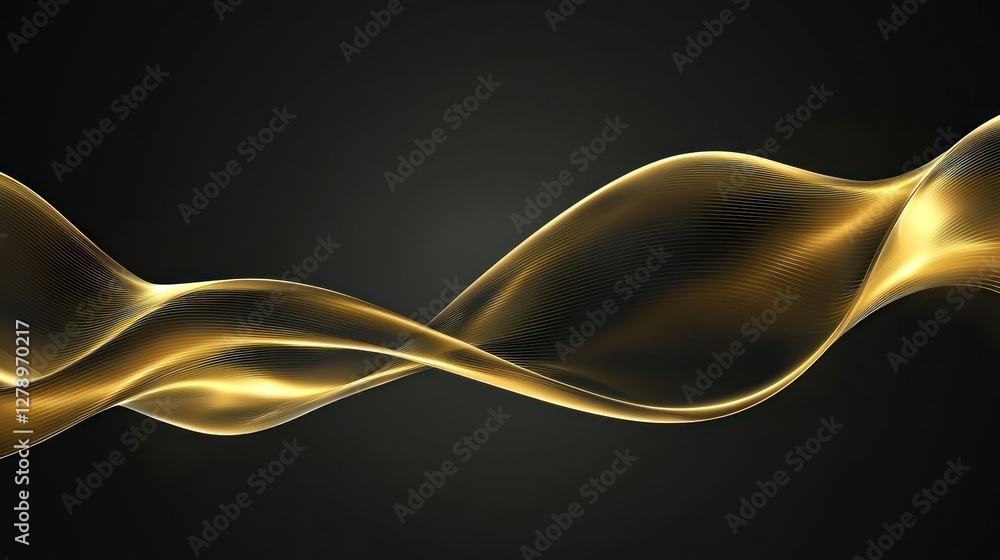 Poster A single golden ribbon vector with smooth curves, creating an elegant look. 